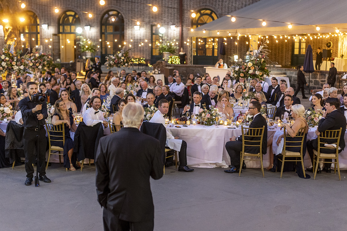 Photojournalistic candid wedding photo of father of bride toast at Westchester Country Club in Rye New York by Peter Oberc Wedding Photography